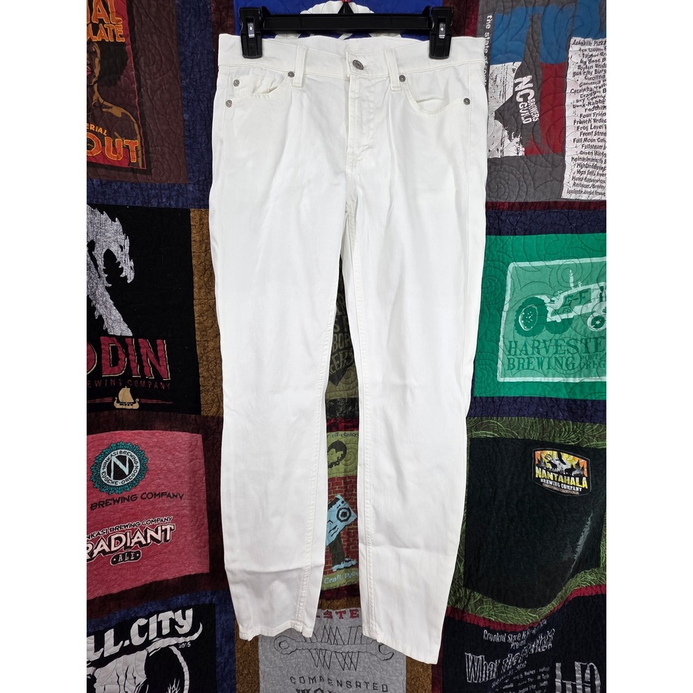 7 For All Mankind Womens White Skinny Jeans Size 28 Stretch Denim Pants